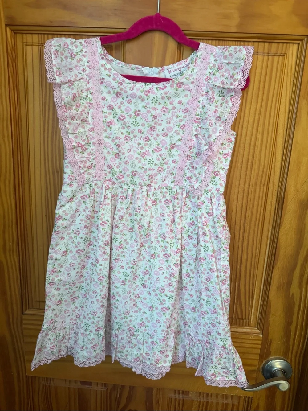 American Girl x LoveShackFancy Pink Floral Lace-Trim Dress